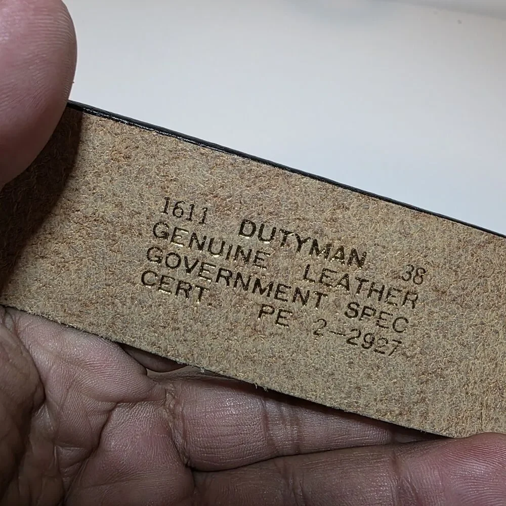 Dutyman 1611 Plain Leather Government Spec Black Size 38 Duty Belt 1.75 In Wide